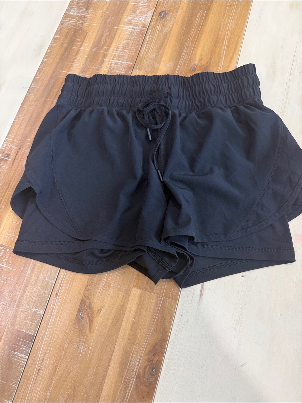 Velocity Women's Black Double-Layer Athletic Shorts